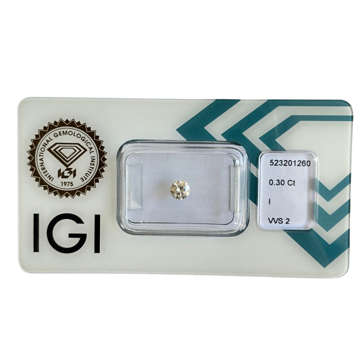 Natürlicher Diamant Farbe I, rund Brilliant Cut, 0,30 ct, VVS2, zertifizierter Edelstein für Schmuck.
