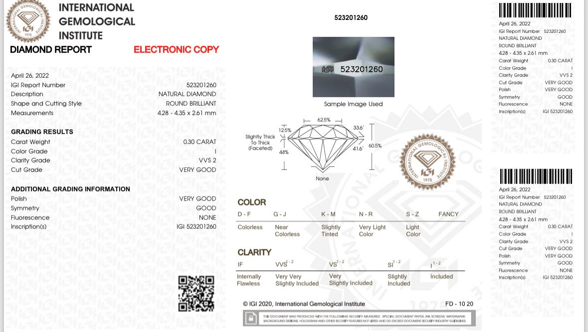 Natürlicher Diamant – 0,30 ct | Round Brillant | Farbe I | VVS2