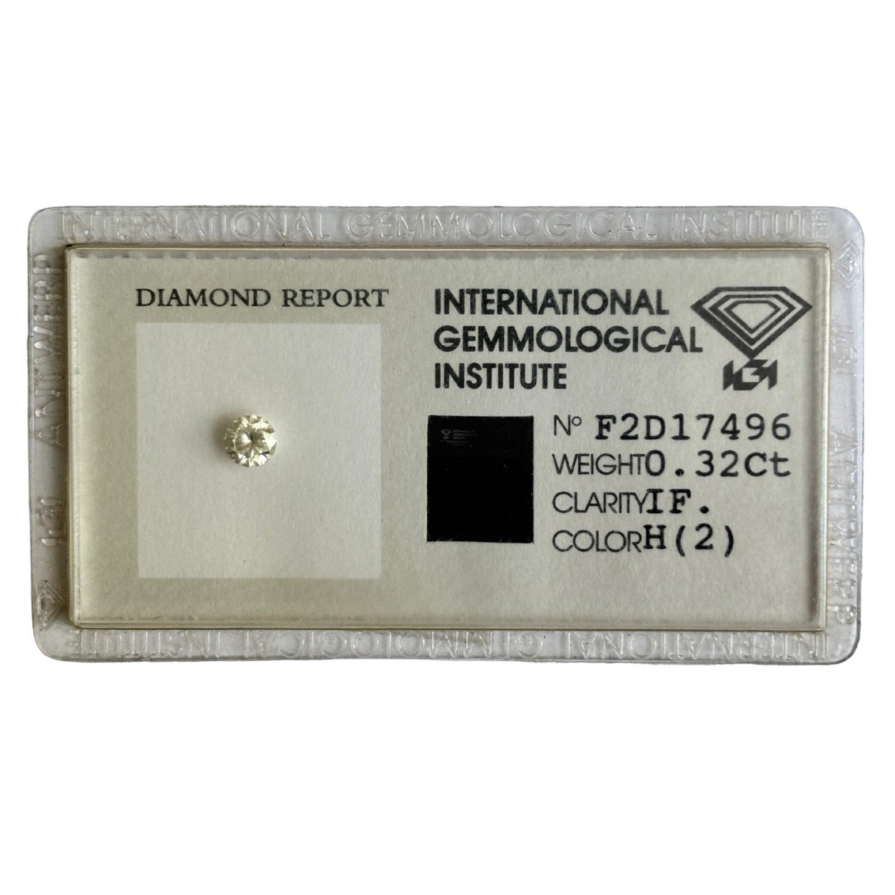 Natürlicher Diamant Farbe H, rund Brilliant Cut, 0,32 ct, IF, zertifizierter Edelstein für Schmuck.