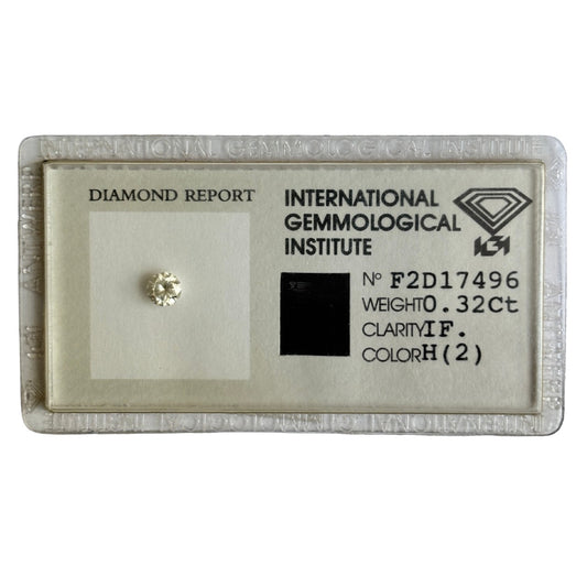 Natürlicher Diamant Farbe H, rund Brilliant Cut, 0,32 ct, IF, zertifizierter Edelstein für Schmuck.