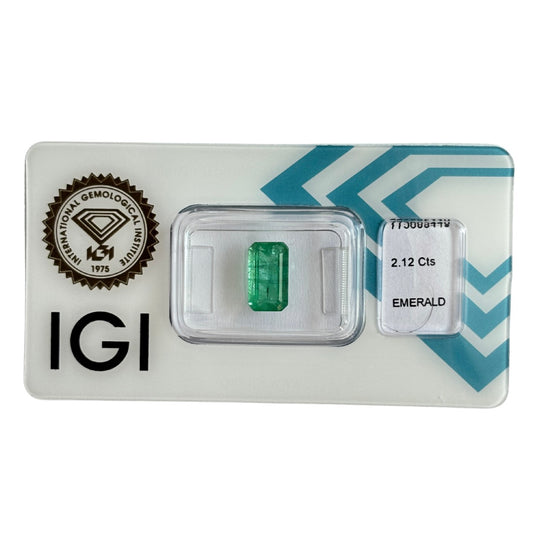 Natürlicher grüner Smaragd, Oktagon Emerald Cut, 2,12 ct, zertifizierter Edelstein für hochwertigen Schmuck.