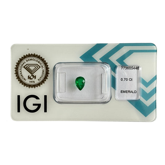 Natürlicher grüner Smaragd, Pear Mixed Cut, 0,70 ct, zertifizierter Edelstein für hochwertigen Schmuck.