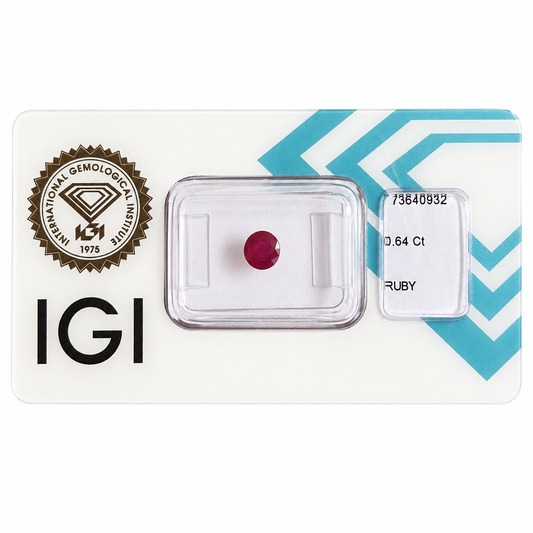 Natürlicher Rubin – 0,64 ct | Round Mixed Cut | Tief Purpur-Rot