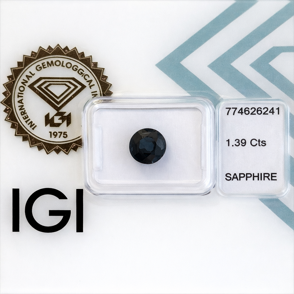 Natürlicher Saphir – 1,39 ct | Round Mixed Cut | Tiefblau