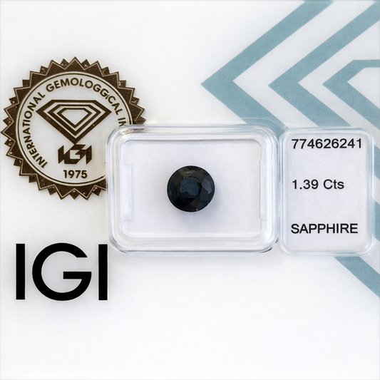 Natürlicher Saphir – 1,39 ct | Round Mixed Cut | Tiefblau