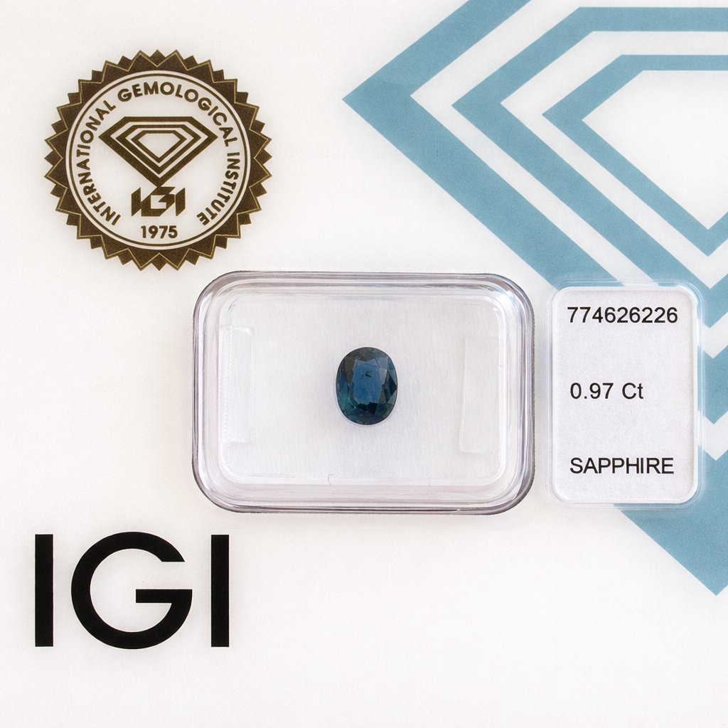 Natürlicher Saphir – 0,97 ct | Oval Mixed Cut | Tiefblau