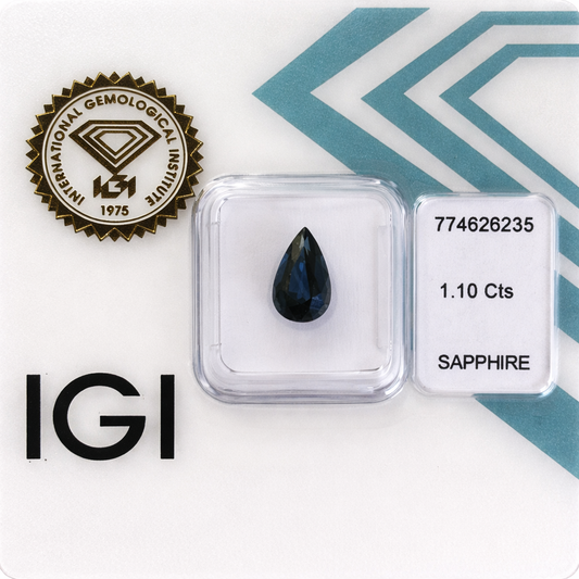 Natürlicher Saphir – 1,10 ct | Pear Mixed Cut | Tiefblau