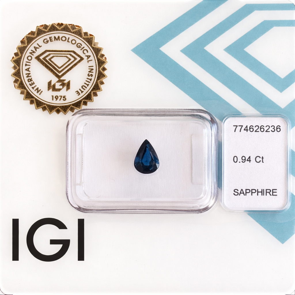 Natürlicher Saphir – 0,94 ct | Pear Mixed Cut | Tiefblau