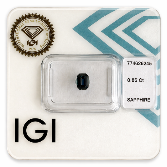 Natürlicher Saphir – 0,86 ct | Emerald Cut | Tiefblau