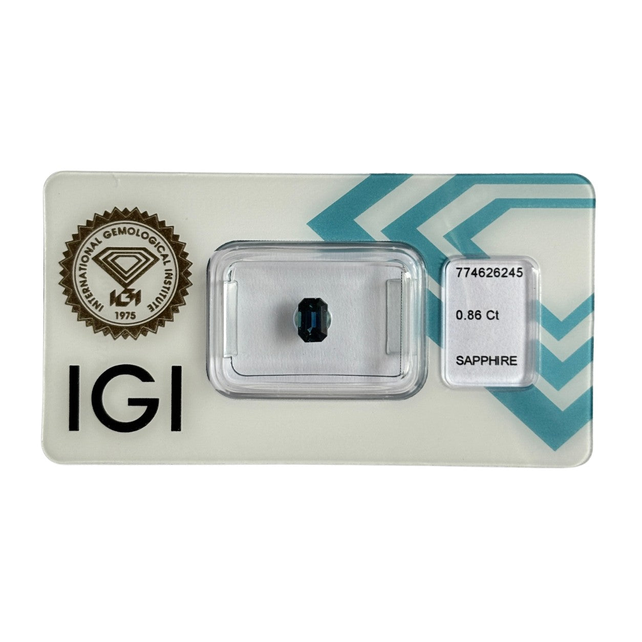 Natürlicher tiefblauer Saphir, Oktagon Emerald Cut, 0,86 ct, zertifizierter Edelstein für hochwertigen Schmuck.