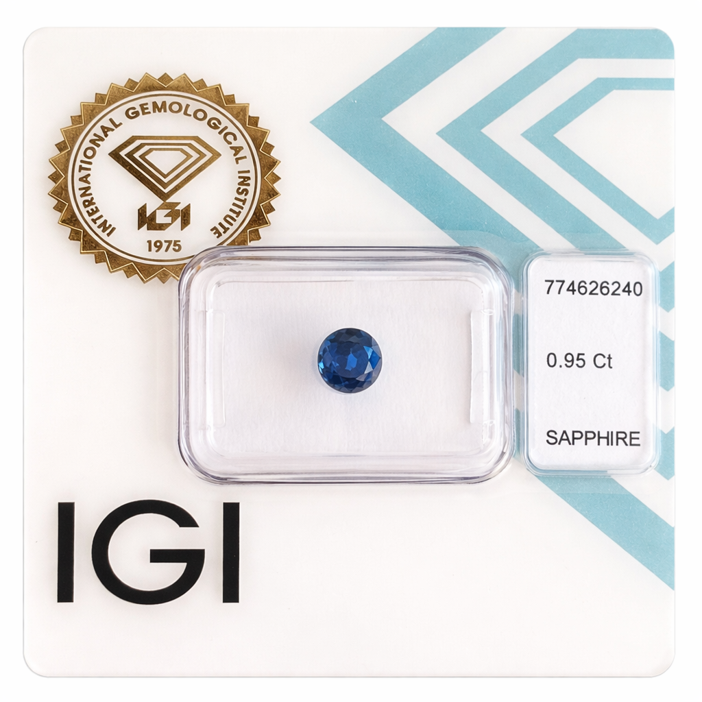 Natürlicher Saphir – 0,95 ct | Round Mixed Cut | Tiefblau