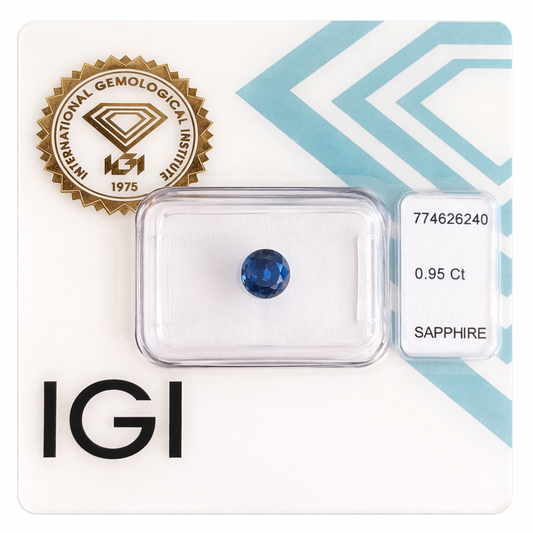 Natürlicher Saphir – 0,95 ct | Round Mixed Cut | Tiefblau