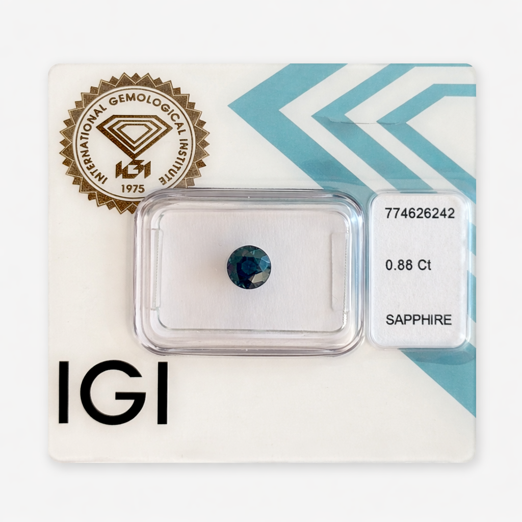 Natürlicher Saphir – 0,88 ct | Round Mixed Cut | Tiefblau