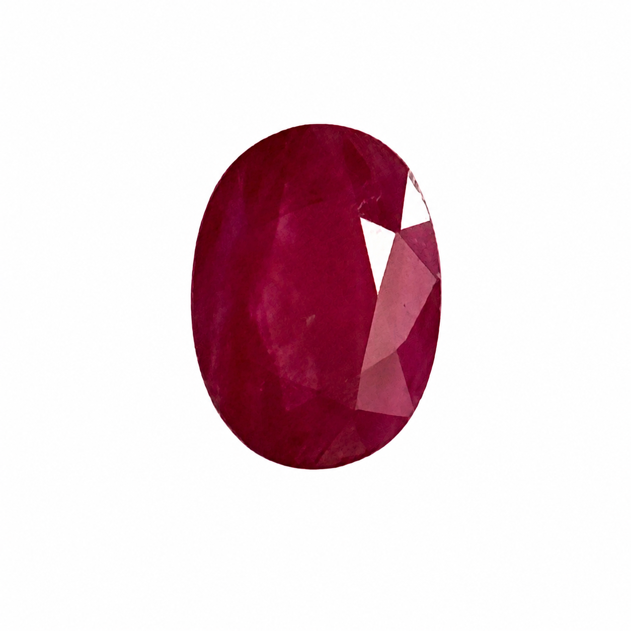 Detailaufnahme eines natürlichen tief rosa-roten Rubin, Oval Mixed Cut, 0,90 ct, zertifizierter Edelstein für hochwertigen Schmuck