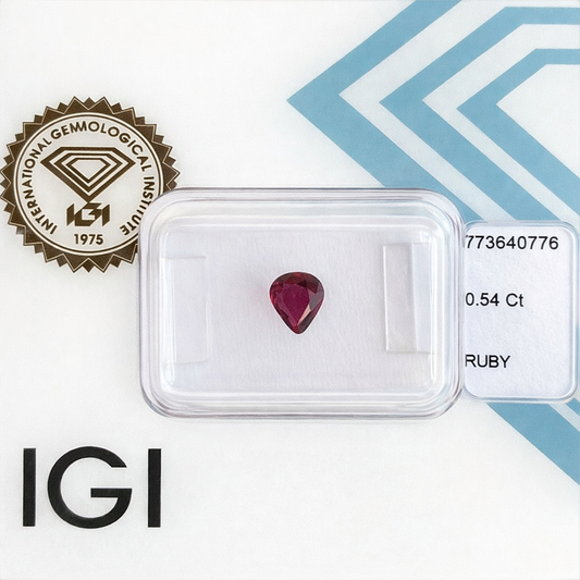 Natürlicher Rubin – 0,54 ct | Pear Mixed Cut | Tief Purpurrot