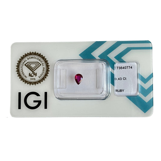 Natürlicher tief purpur-roter Rubin, Pear Mixed Cut, 0,43 ct, zertifizierter Edelstein für hochwertigen Schmuck