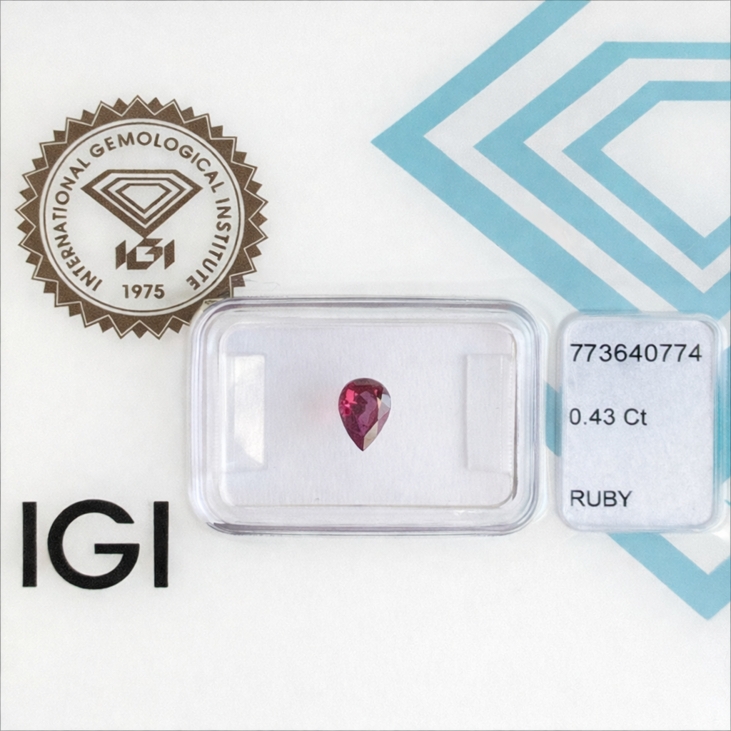 Natürlicher Rubin – 0,43 ct | Pear Mixed Cut | Tief Purpurrot
