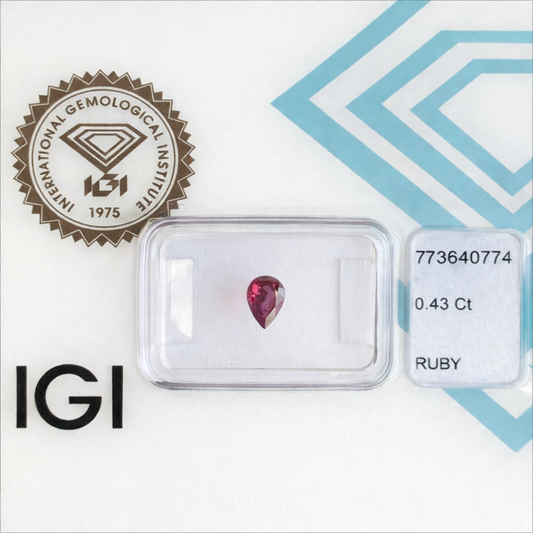Natürlicher Rubin – 0,43 ct | Pear Mixed Cut | Tief Purpurrot
