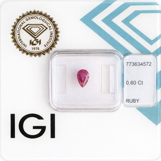 Natürlicher Rubin - 0,60 ct | Pear Mixed Cut | Tief Purpur Rosa-Rot