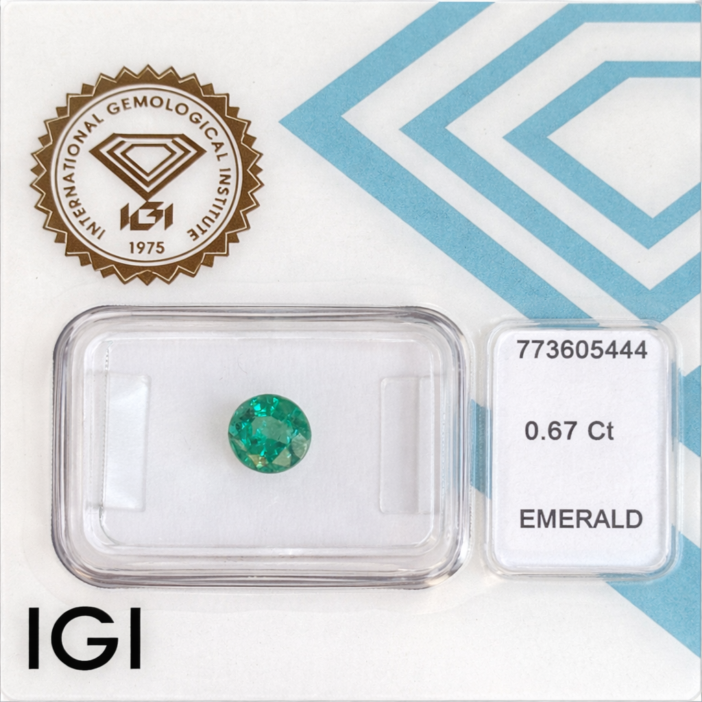 Natürlicher Smaragd - 0,67 ct | Round Mixed Cut | Grün