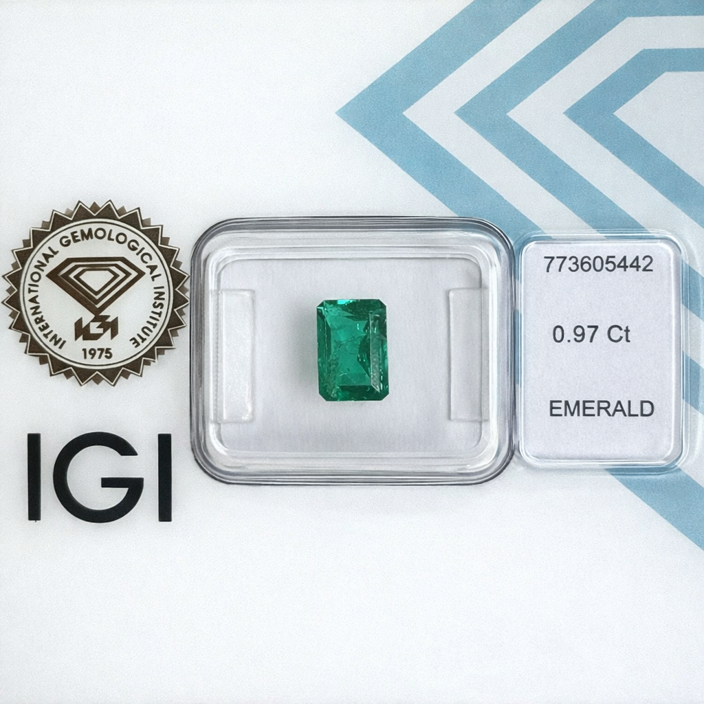 Natürlicher Smaragd - 0,97 ct | Emerald Cut | Grün