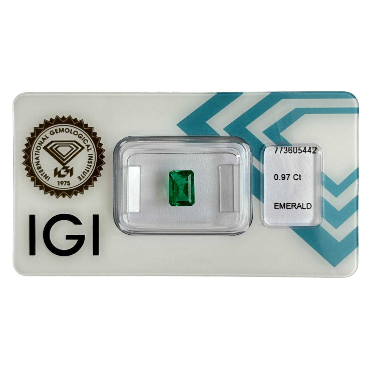 Natürlicher grüner Smaragd, Oktagon Emerald Cut, 0,97 ct, zertifizierter Edelstein für hochwertigen Schmuck.