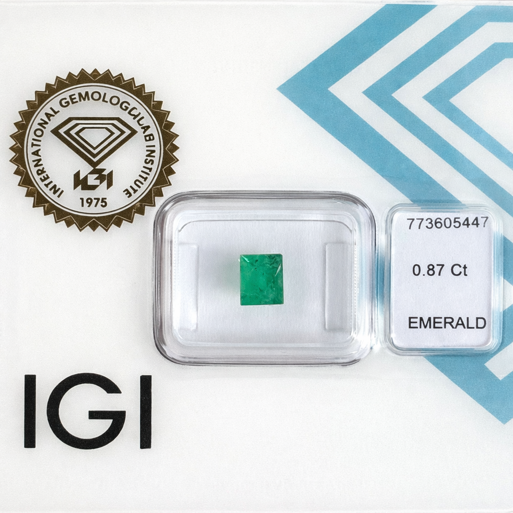 Natürlicher Smaragd - 0,87 ct | Rectangular Step Cut | Tiefgrün