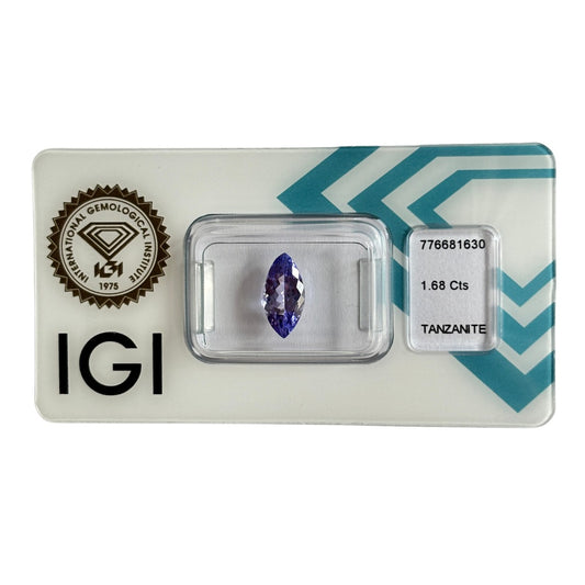 Natürlicher tief blau-violetter Tansanit, Marquise Mixed Cut, 1,68 ct, zertifizierter Edelstein für hochwertigen Schmuck