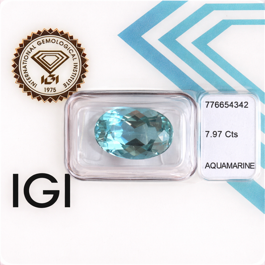 Natürlicher Aquamarin - 7,97 ct | Oval Mixed Cut | Tief Grün-Blau