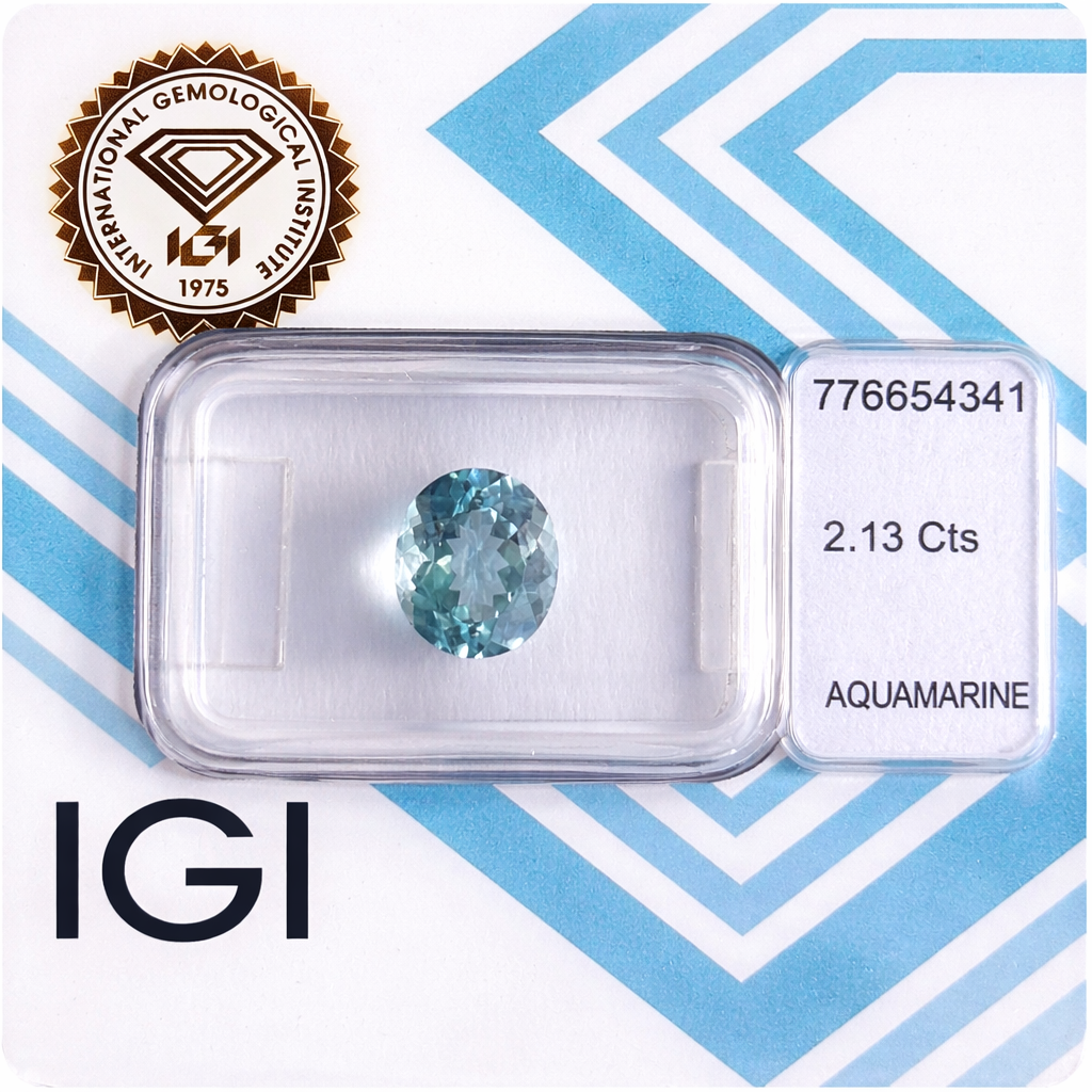 Natürlicher Aquamarin - 2,13 ct | Oval Mixed Cut | Grünlich-Blau