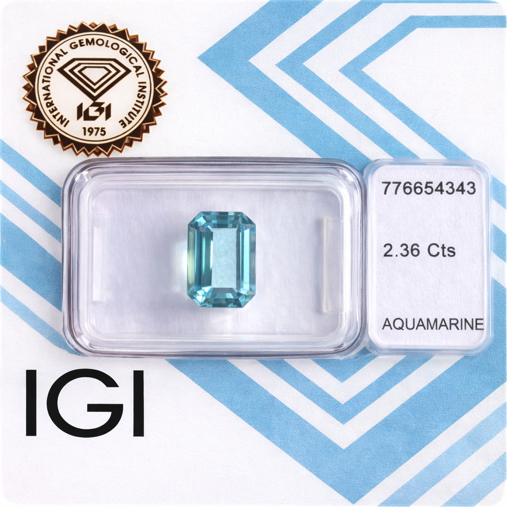 Natürlicher Aquamarin - 2,36 ct | Emerald Cut | Tief Grün-Blau