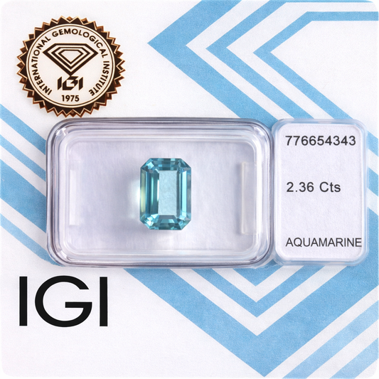 Natürlicher Aquamarin - 2,36 ct | Emerald Cut | Tief Grün-Blau