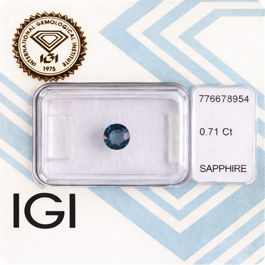Natürlicher Saphir - 0,71 ct | Round Mixed Cut | Tief Blau