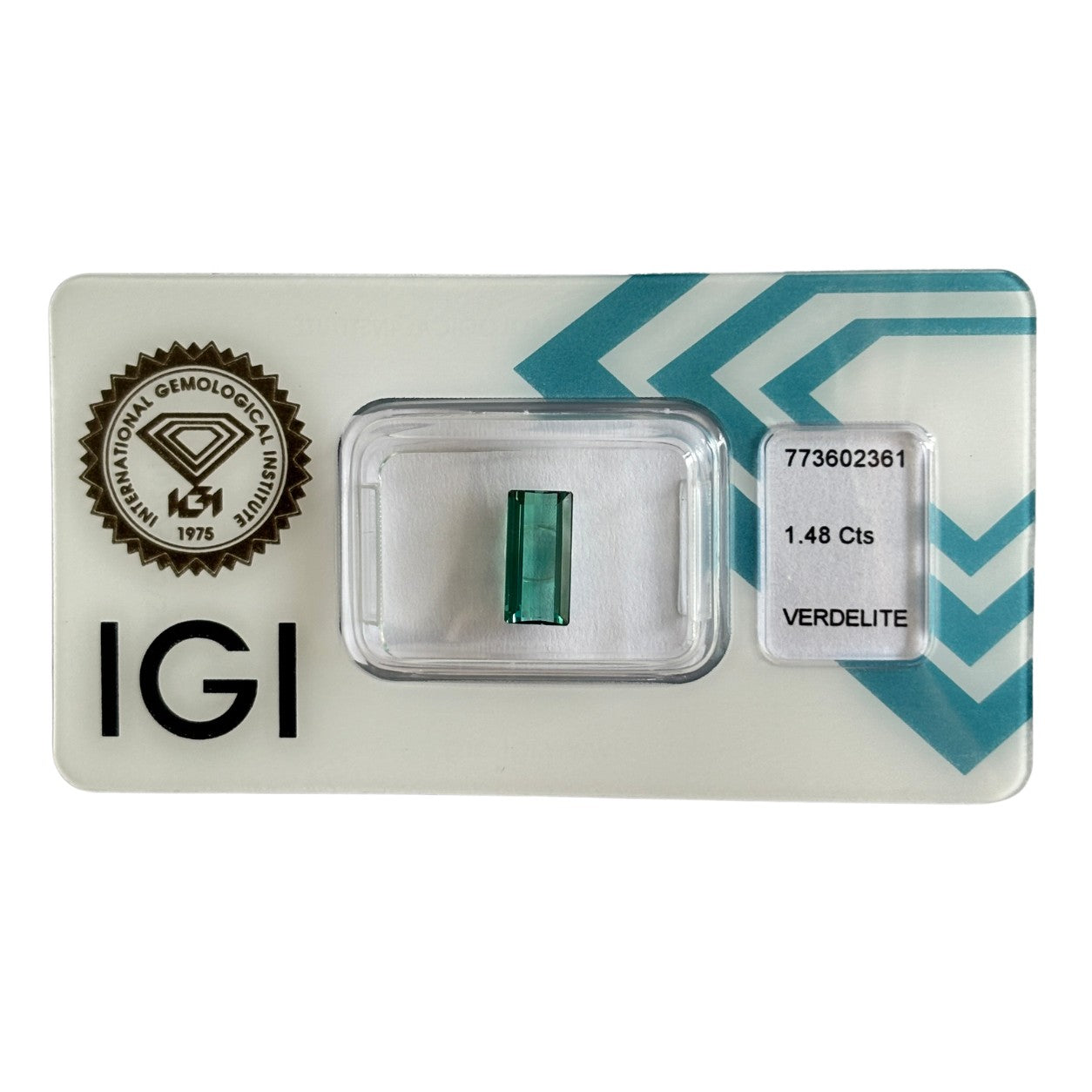 Natürlicher grüner Verdelith, Rectangular Baguette Cut, 1,48 ct, zertifizierter Edelstein für hochwertigen Schmuck.