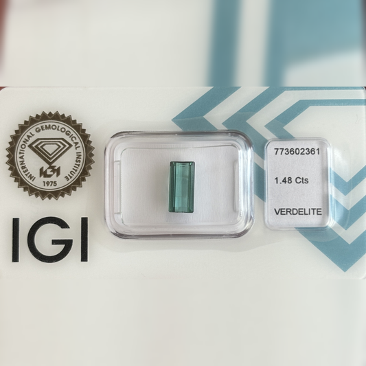 Natürlicher Verdelith - 1,48 ct | Baguette | Grün