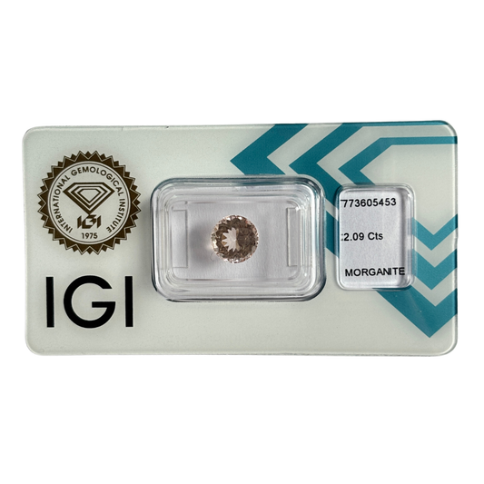 Natürlicher hellrosa Morganit, rund Mixed Cut, 2,09 ct, zertifizierter Edelstein für hochwertigen Schmuck.