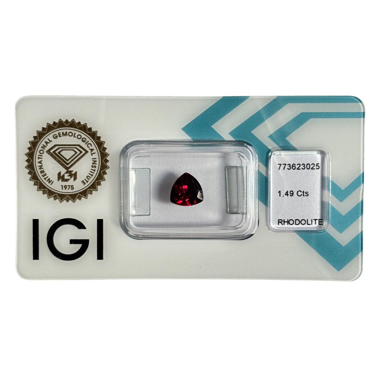 Natürlicher tief purpurroter Rhodolith, Trilliant Triangular Mixed Cut, 1,49 ct, zertifizierter Edelstein für hochwertigen Schmuck.