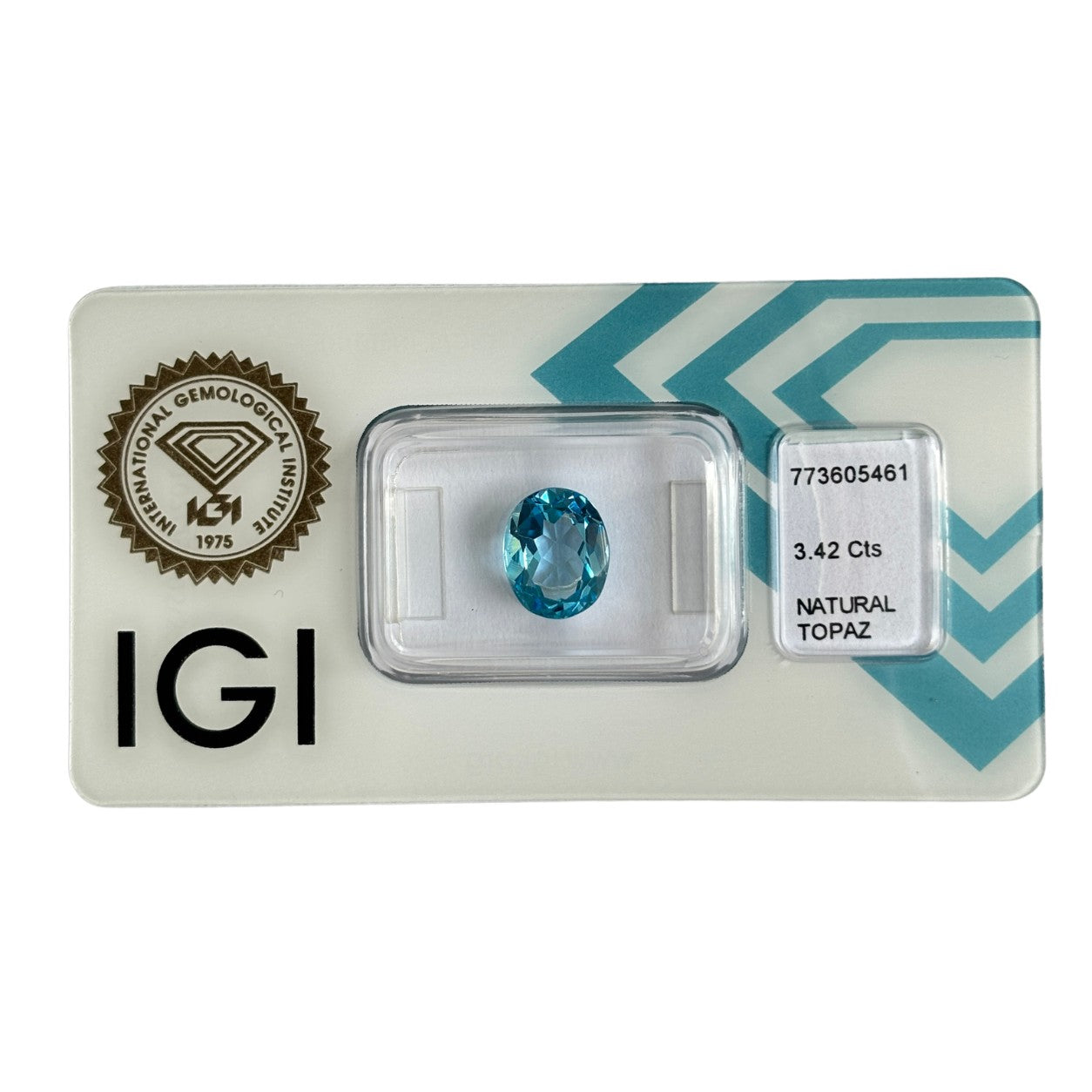 Natürlicher tief blauer Topas, oval Mixed Cut, 3,42 ct, zertifizierter Edelstein für hochwertigen Schmuck.