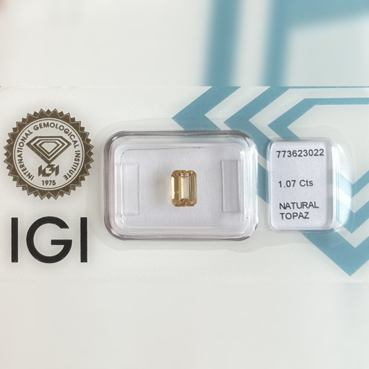 Natürlicher Topas - 1,07 ct | Emerald Cut | Tiefgelb
