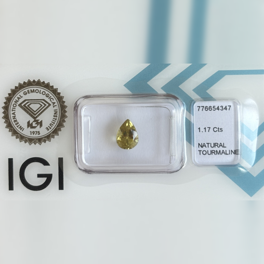 Natürlicher Turmalin – 1,17 ct | Pear Mixed Cut | Grünlich-Gelb