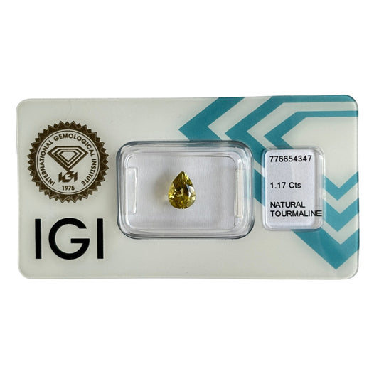 Natural Tourmaline – 1.17 ct | Pear Mixed Cut | Greenish-Yellow