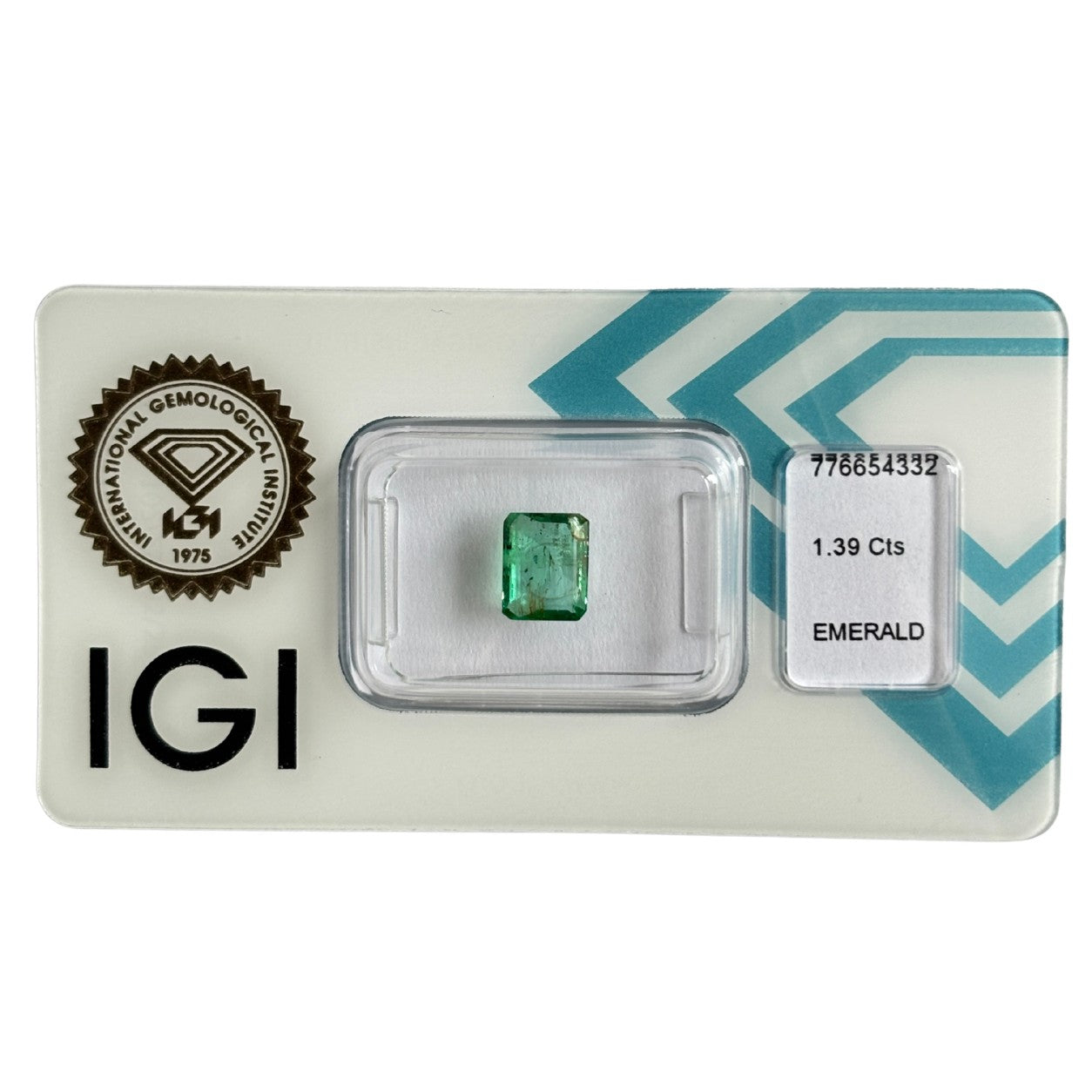 Natürlicher blaugrüner Smaragd, Oktagon Emerald Cut, 1,39 ct, zertifizierter Edelstein für hochwertigen Schmuck.