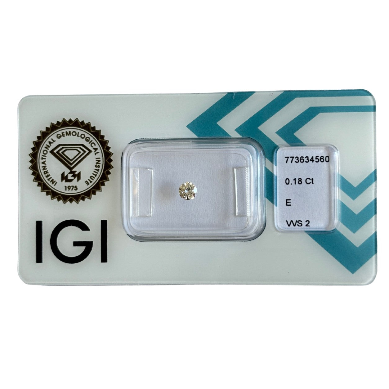Natürlicher Diamant Farbe E, rund Brilliant Cut, 0,18 ct, VVS2, zertifizierter Edelstein für Schmuck.