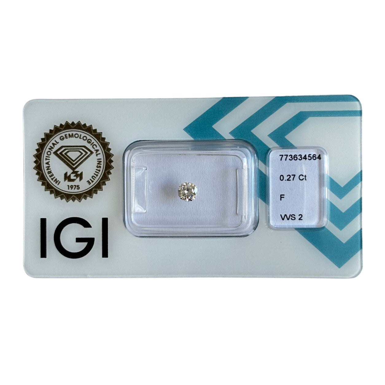 Natürlicher Diamant Farbe F, rund Brilliant Cut, 0,27 ct, VVS2, zertifizierter Edelstein für Schmuck.
