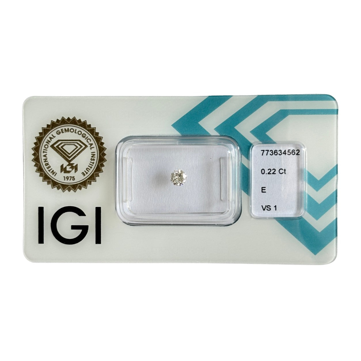 Natürlicher Diamant Farbe E, rund Brilliant Cut, 0,22 ct, VS1, zertifizierter Edelstein für Schmuck.