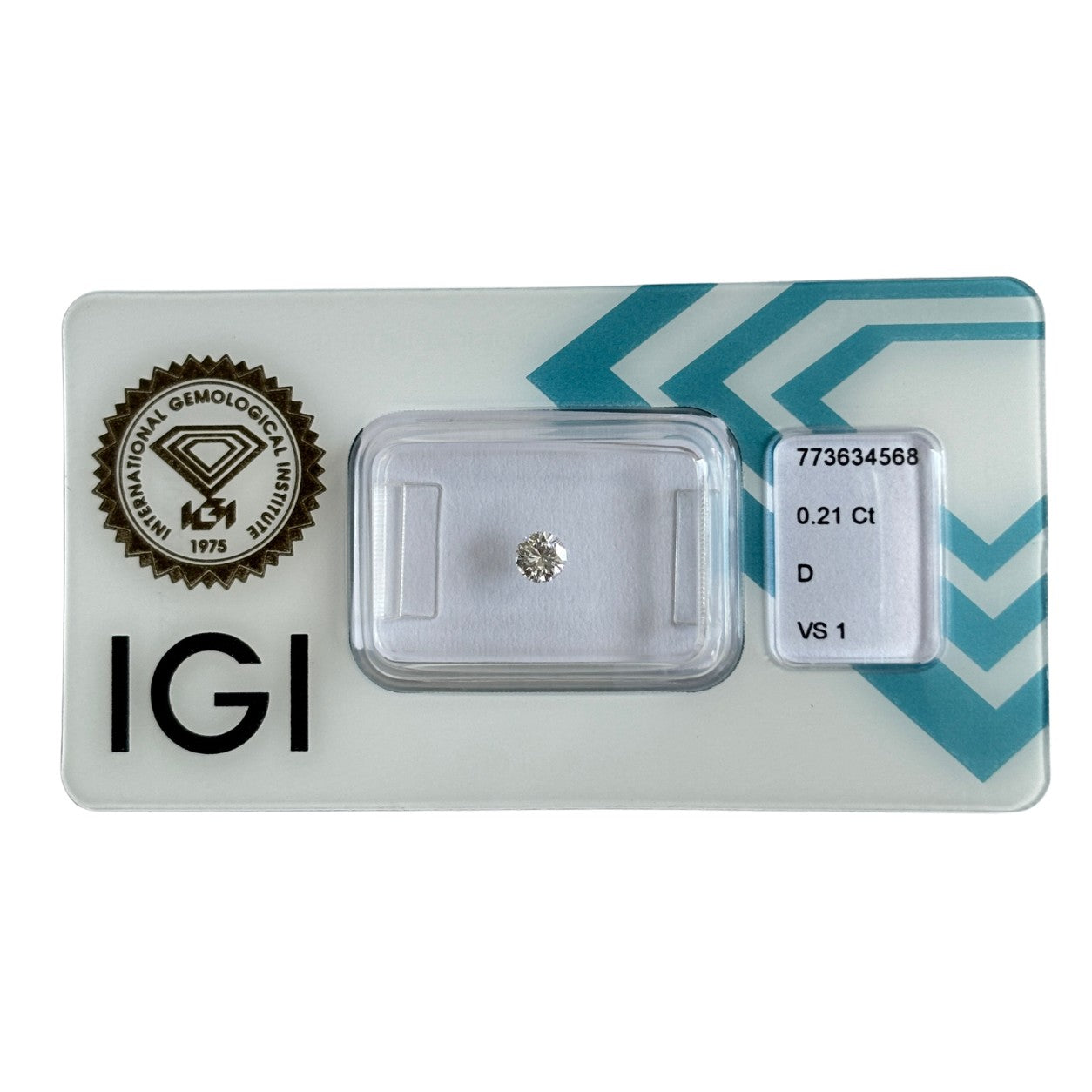 Natürlicher Diamant Farbe D, rund Brilliant Cut, 0,21 ct, VS1, zertifizierter Edelstein für Schmuck.