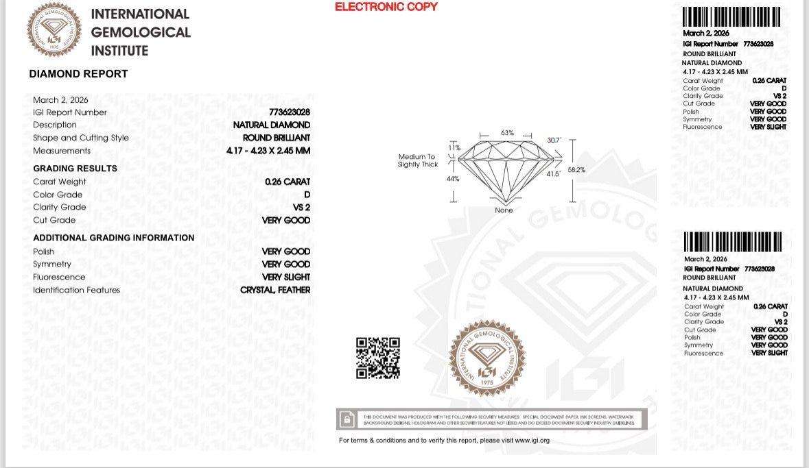 Natürlicher Diamant – 0,26 ct | Round Brilliant | D / VS2