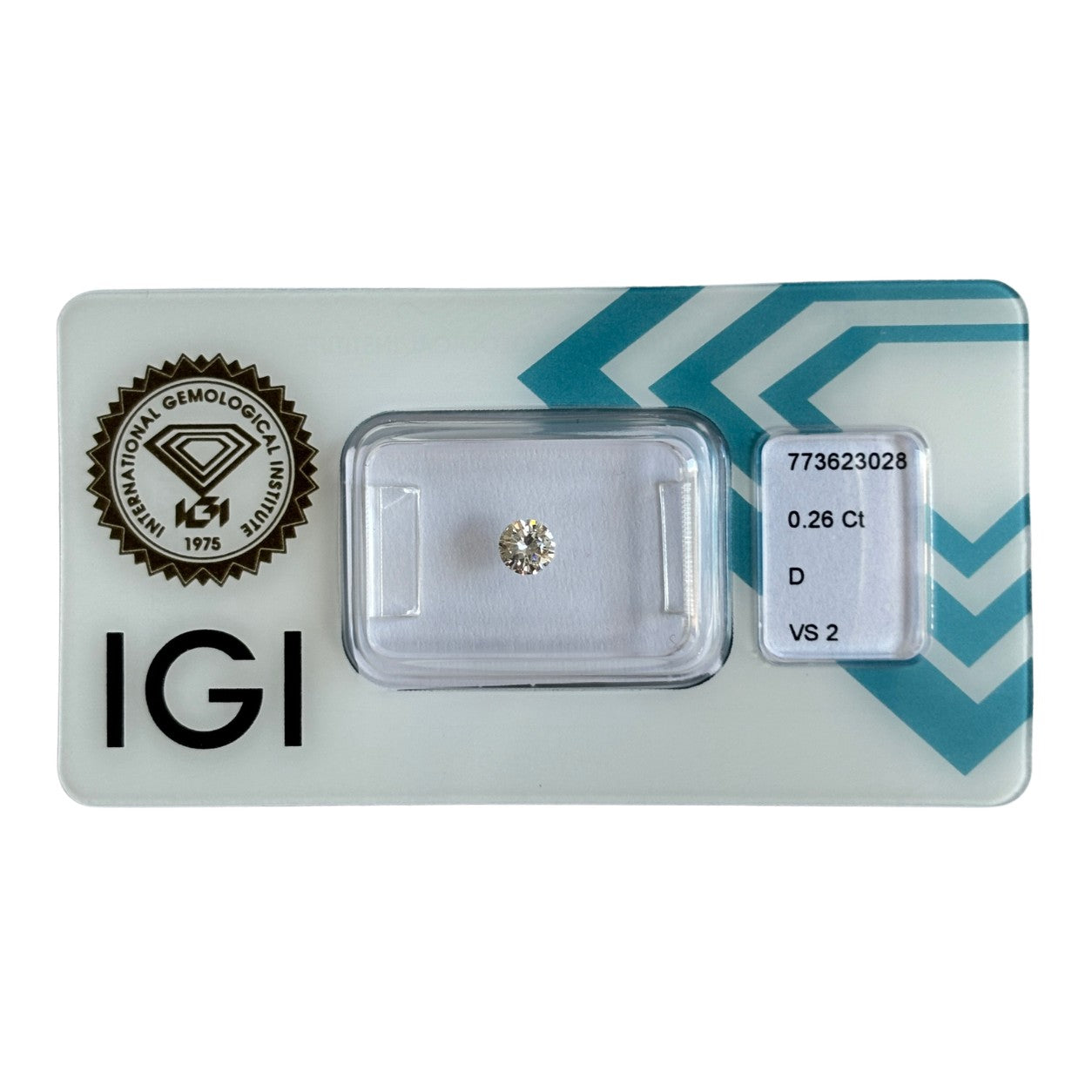 Natürlicher Diamant Farbe D, rund Brilliant Cut, 0,26 ct, VS2, zertifizierter Edelstein für Schmuck.