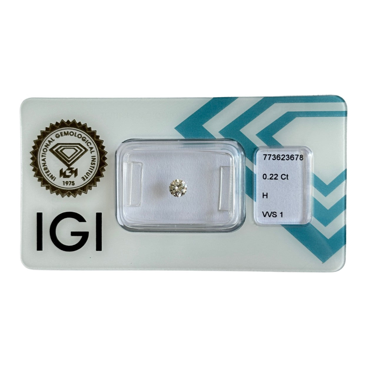 Natürlicher Diamant Farbe H, rund Brilliant Cut, 0,22 ct, VVS1, zertifizierter Edelstein für Schmuck.