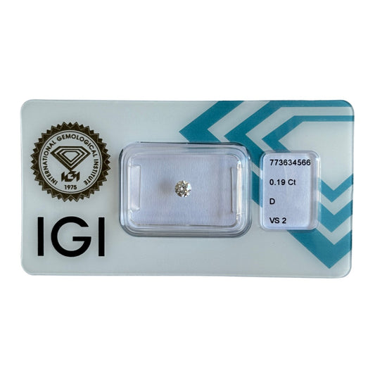 Natürlicher Diamant Farbe D, rund Brilliant Cut, 0,19 ct, VS2, zertifizierter Edelstein für Schmuck.